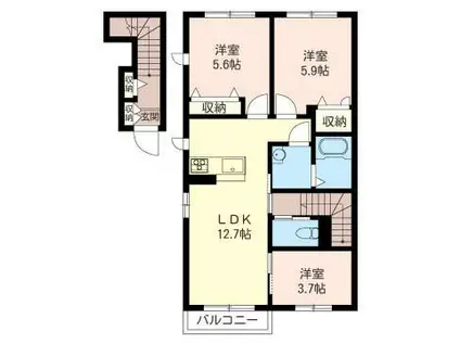 エクラージュ貴(2SLDK/2階)の間取り写真