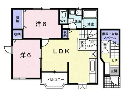 ラ・エルヴェール(2LDK/2階)の間取り写真