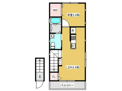 セゾン神田II(1LDK/2階)の間取り写真