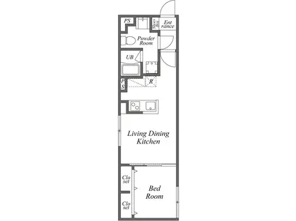 ユーレジデンス下北沢(1LDK/2階)の間取り写真