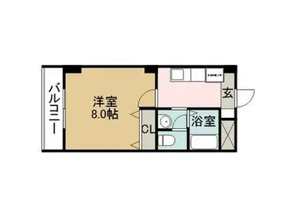 ルミエールE(1K/1階)の間取り写真