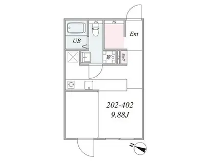 TRIAS358(1DK/2階)の間取り写真