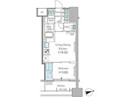 パークアクシス御茶ノ水ヒルトップ(1LDK/8階)の間取り写真