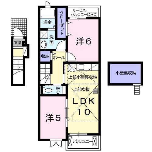 シーステージ(2LDK/2階)の間取り写真