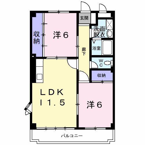 アーバンドリーム(2LDK/2階)の間取り写真