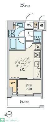 クレストコート北千住レジデンス(1LDK/9階)の間取り写真