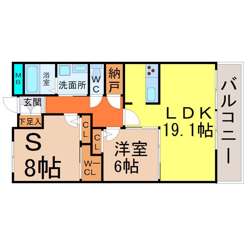 グランアベニュー名駅南(2LDK/12階)の間取り写真