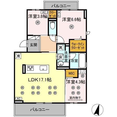 D-ROOM HILLS 泉台(3LDK/2階)の間取り写真