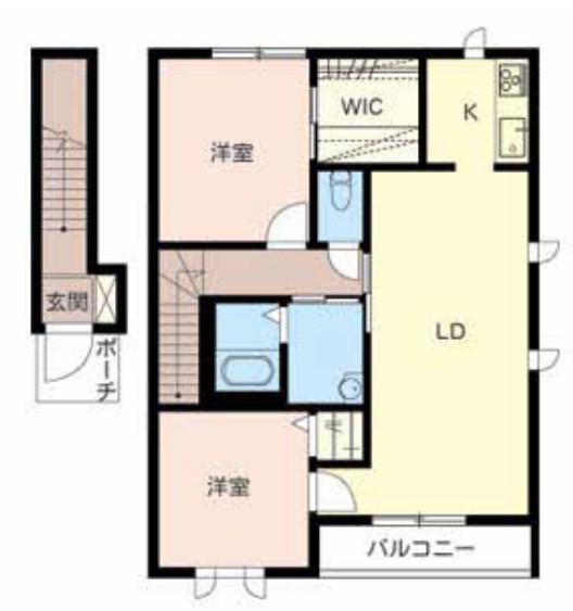 シャーメゾン飯田(2LDK/2階)の間取り写真