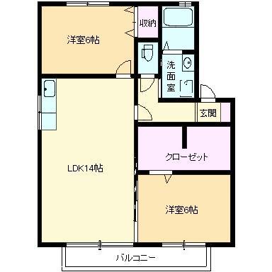 マイ・ステージ(2LDK/2階)の間取り写真