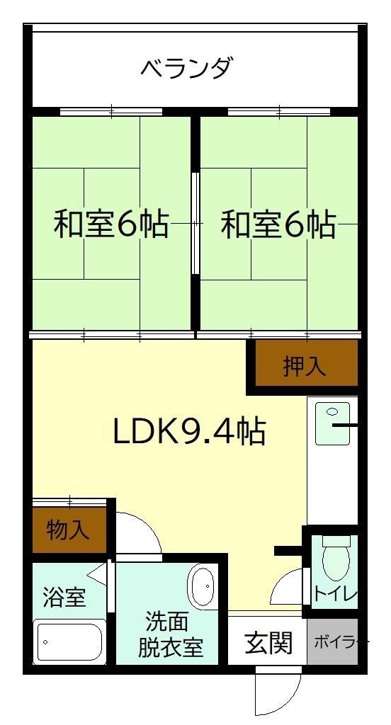 サンコーポ吉田(2LDK/3階)の間取り写真