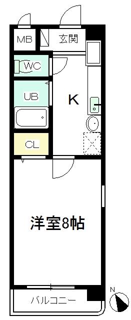 シンフォニー東新町(1K/3階)の間取り写真