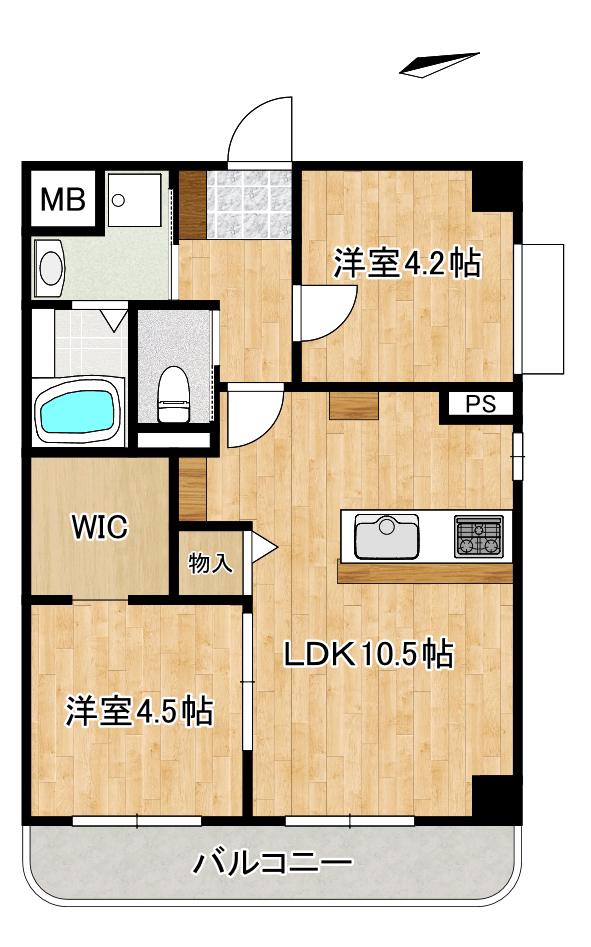 ホーユウパレス横浜西谷(2LDK/3階)の間取り写真