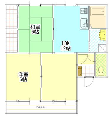 サンパークK(2LDK/2階)の間取り写真