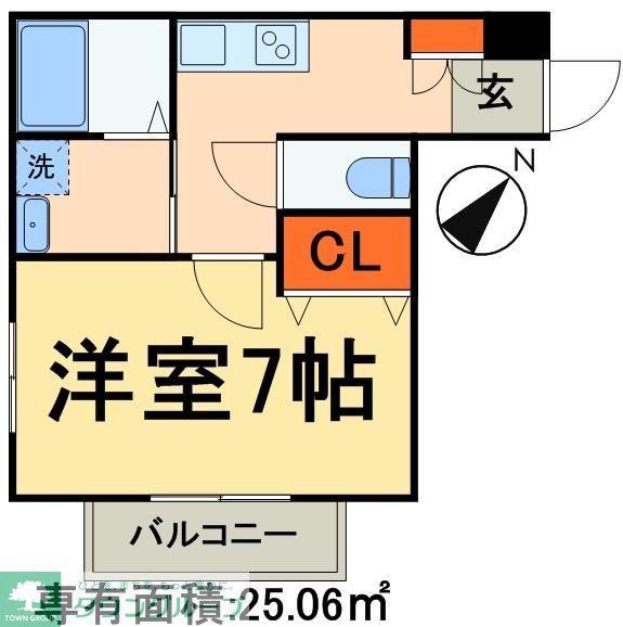 ヒューマンパレス新松戸IV(1K/1階)の間取り写真