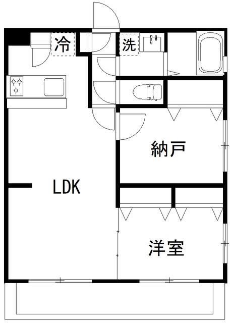 カルディア中央(1SLDK/2階)の間取り写真