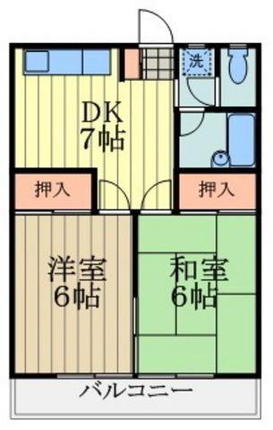 グランドール梶高(2DK/3階)の間取り写真