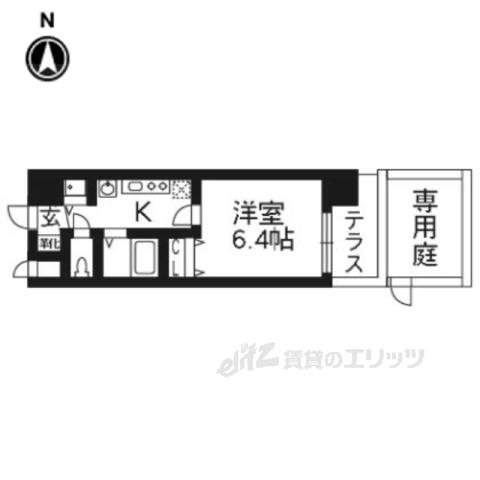 スワンズ京都五条大宮(1K/1階)の間取り写真