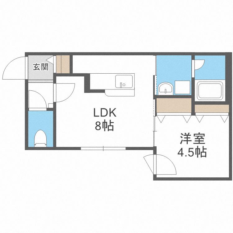 グランドサクセス北6条(1LDK/3階)の間取り写真