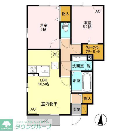 キャッツアイ B(2LDK/1階)の間取り写真