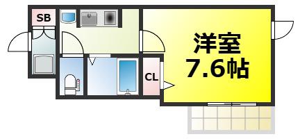 ドミール桜川II(1K/7階)の間取り写真