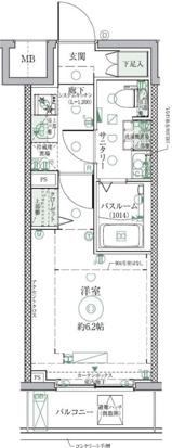 クレヴィスタ北綾瀬(1K/2階)の間取り写真