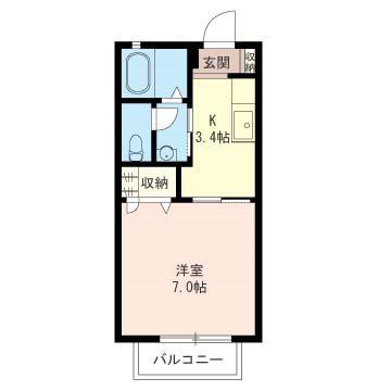 ルミエール(1K/2階)の間取り写真