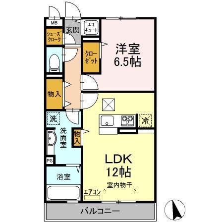 プレジャー(1LDK/1階)の間取り写真