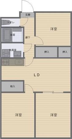 ブルーメンハウスI(3DK/3階)の間取り写真