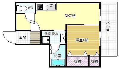 グランパルク西梅田(1DK/3階)の間取り写真