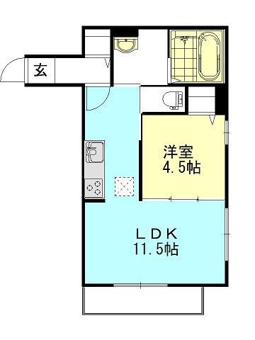 CALM HILLS 5番館(1LDK/1階)の間取り写真