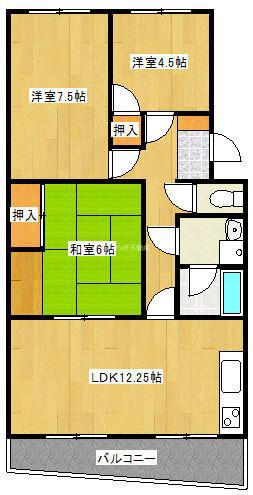 ハイブリッジII(3LDK/3階)の間取り写真