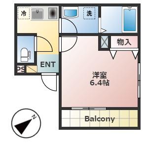 T-FLAT川越(1K/2階)の間取り写真