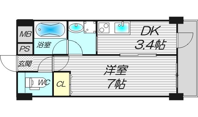 プランドール中津(1DK/5階)の間取り写真