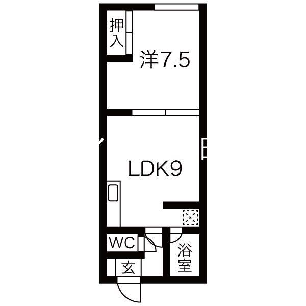 ピースフラット(1LDK/2階)の間取り写真
