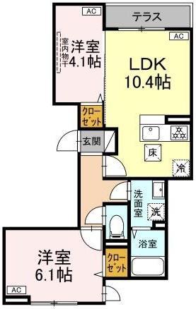 セレスティア鷺宮(2LDK/1階)の間取り写真