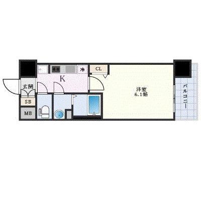 プレサンス大国町ブライス(1K/6階)の間取り写真