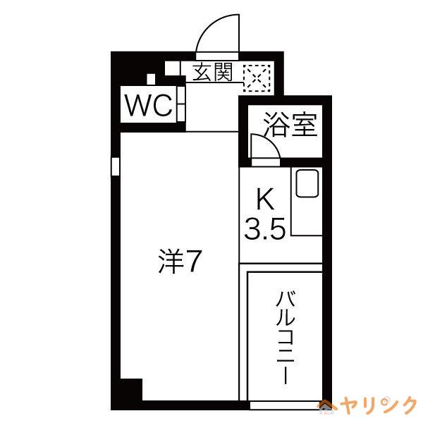 クレイタスパークIII(1K/3階)の間取り写真