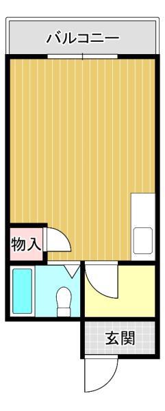 宮田町フラワーハイツ(ワンルーム/2階)の間取り写真