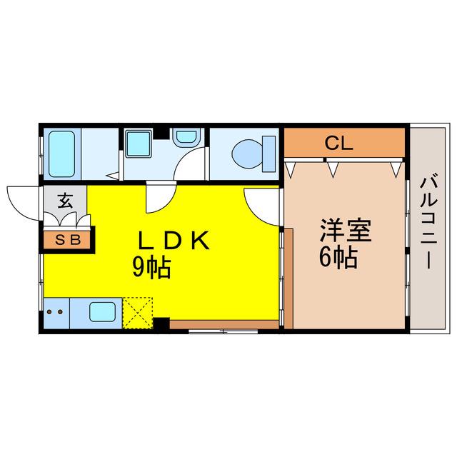米治ハイツ(1LDK/3階)の間取り写真