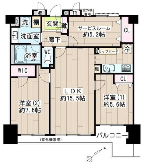 ガーデンホーム東寺尾ヒルズ(2SLDK/5階)の間取り写真