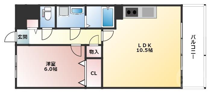 ベロクオーレ三国(1LDK/4階)の間取り写真