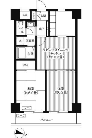 スカイフォーラム小岩(2LDK/11階)の間取り写真