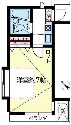 ルネ余丁町(1K/2階)の間取り写真