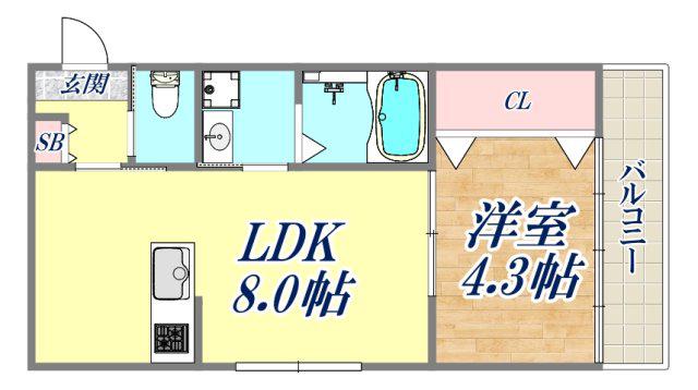 グランメール芦屋南宮町(1LDK/1階)の間取り写真