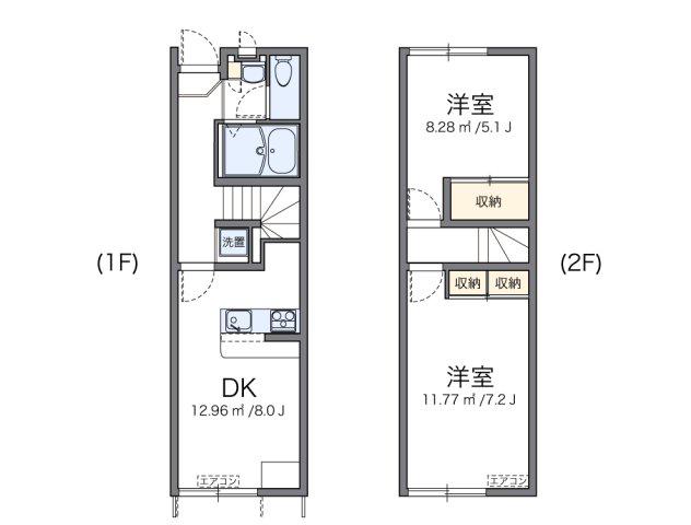 レオパレスKANAYA(2DK/1階)の間取り写真