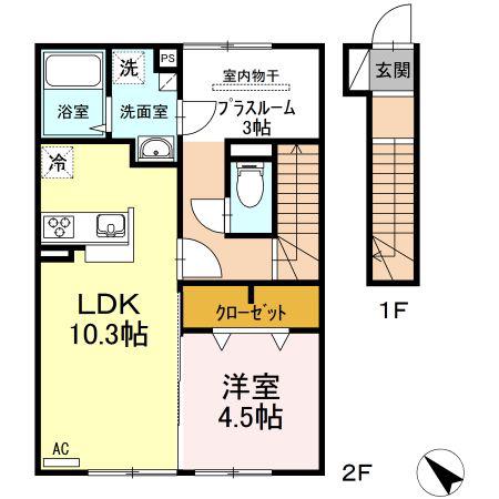 セジュール南花岡III(1LDK/2階)の間取り写真