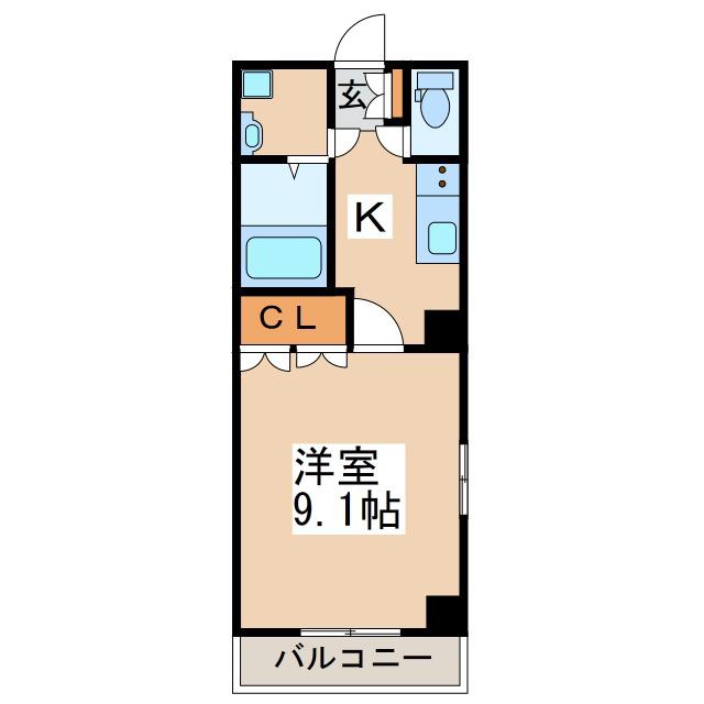 グランディール(1K/3階)の間取り写真