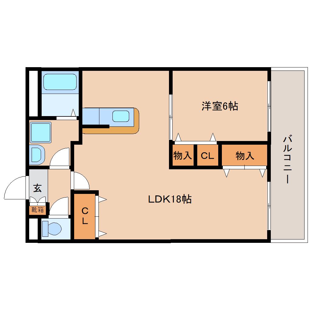 グランメールウエダII(1LDK/1階)の間取り写真
