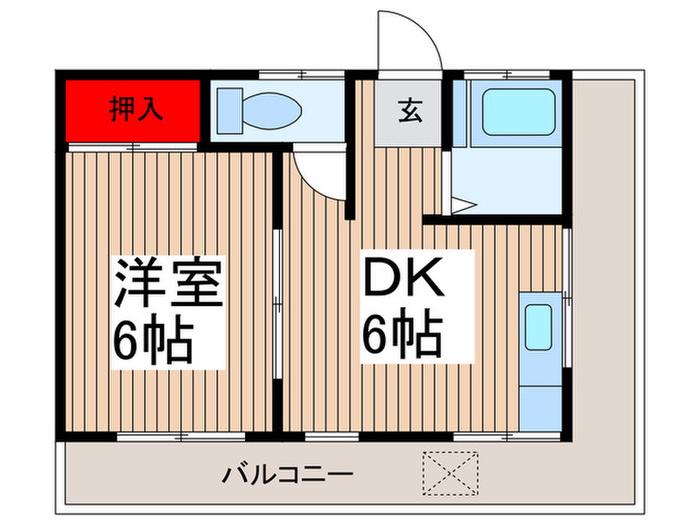 ティアラ奥戸(1DK/4階)の間取り写真